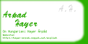 arpad hayer business card